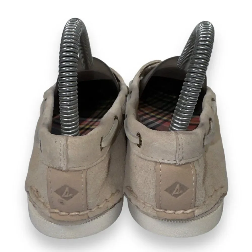 Sperry Authentic Original Skimmer Pin Perforated Boat Shoes Cream Women's 6.5‎
